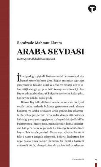 Araba Sevdası - Recaizade Mahmut Ekrem - Turkuvaz Kitap