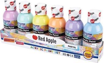 Red Apple Akrilik Boya Pastel Renkler 6 Renk x 100 ml