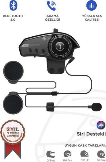 Torima BT-35 Siyah 5.0 Bluetooth Motosiklet Kulaklığı Intercom Siyah Motorsiklet Kulaklık