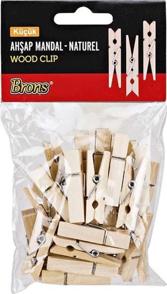 Brons Ahşap Naturel Mandal Küçük Boy 24'lü Paket