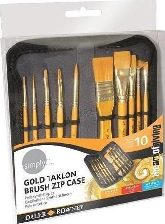 Daler Rowney Simply Gold Taklon Akrilik Çantalı Fırça Seti 10'lu