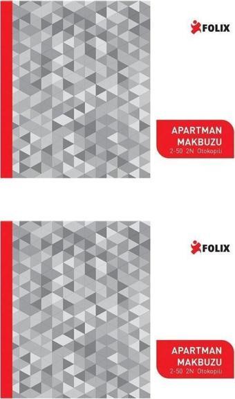 Folix Apartman Makbuzu 14 x 20 cm 2-50 2 Nüsha Otokopili 50 Yaprak 2'Lİ