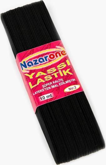 Nazarone Yassı Lastik No:2 10 mt Siyah