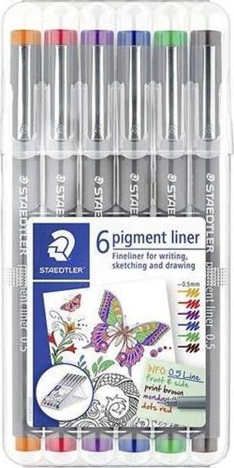 Staedtler 6 Pigment Liner Karışık Renk 0.5mm 6lı Set