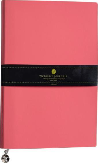 Victoria's Journals Smyth Rugan Esnek Kapak Çizgili Defter, 14.8x21 cm -Mercan