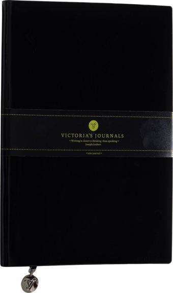 Victoria's Journals Smyth Rugan Esnek Kapak Çizgili Defter, 14.8x21 cm -Siyah