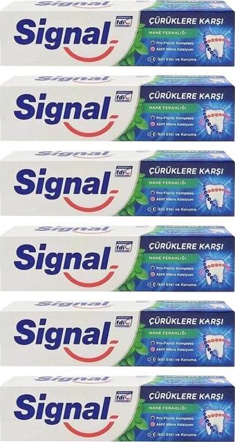 Signal Çürüklere Karşı Nane Ferahlığı 50 ml Diş Macunu x 6 Adet