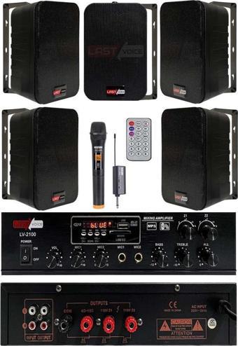 Lastvoice Black Large Plus Paket-4 Hoparlör ve Anfi Anons Ses Sistemi Seti