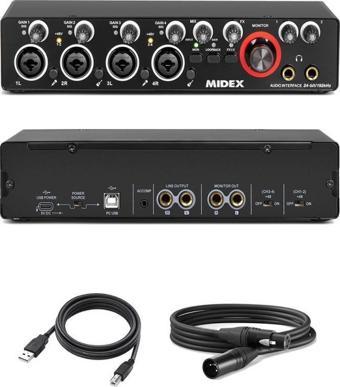 Midex GLX-4000 Profesyonel Usb Stüdyo Ses Kartı 4 Giriş 4 Çıkış (xlr Kablo Dahil)