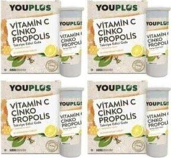 Youplus 4 Adet Youplus Vitamin C,Çinko,Propolis Efervesan Tablet Takviye