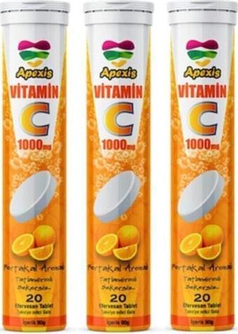 Apexis Vitamin C 1000 Mg 20 Efervesan Tablet 3'lü Paket