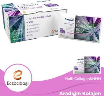 Dynavit Diamond Collagen PRO Tip I-II-III Hidrolize Multi Collagen&NMN Ananas Aromalı 30 Saşe