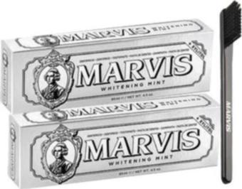 Marvis Whitening Mint Beyazlatıcı Diş Macunu 2 X 85 Ml Ve Black Mediım Orta Sert Diş Fırçası 1 Adet