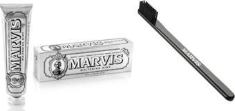 Marvis Whitening Mint Beyazlatıcı Diş Macunu 85 ml Ve Black Mediım Orta Sert Diş Fırçası