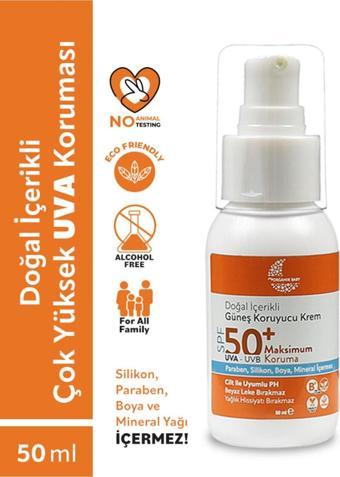 Organik Baby Doğal Içerikli Bebek Çocuk Ve Yetişkin Güneş Kremi Leke Karşıtı Vegan Uva Uvb 50 Spf Tüm Ciltler