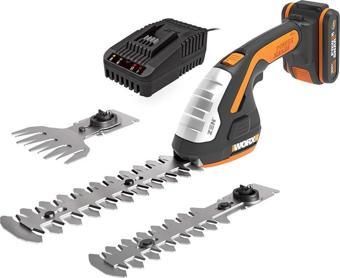 WORX WG801E 20Volt 2.0Ah. Li-ion Şarjlı Profesyonel Avuç İçi Çim Kesme, Çit Budama