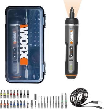 WORX WX242 4Volt/2.0Ah. Li-ion Akıllı Tork Ayarlı Şarjlı Tornavida + 30 Adet Bits Uç