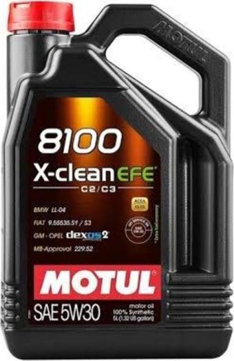 Motul 8100 X-Clean Efe C2/C3 SAE 5W-30 Tam Sentetik Motor Yağı 5 L