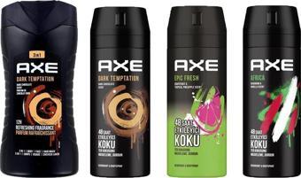 Axe Dark Temptation Erkek Duş Jeli 250ML + Epic Fresh + Africa 3in1 + Dark Temtation Deodorantı 150 ML 4lü Set