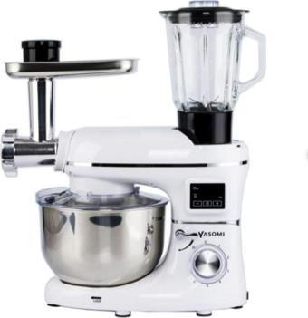 Yasomi Sm 1504BML Beyaz LED Ekranlı Kıyma Çekme Aparatlı ve Blender Hamur Yoğurma Makinesi 1500W