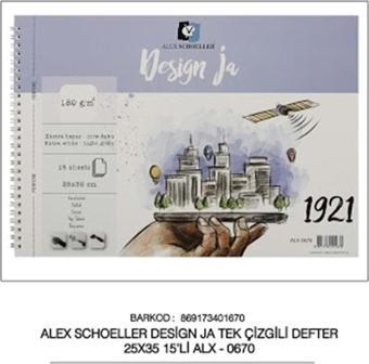 Alex Schoeller Design Ja İnce Dokulu Resim Defteri 25x35 cm 15 Sayfa 180 gr