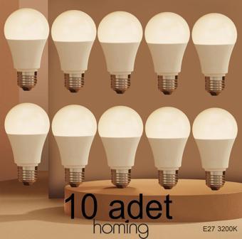 Homing 10 Adet Led Ampul E27 9W 850lm Gün Işığı 