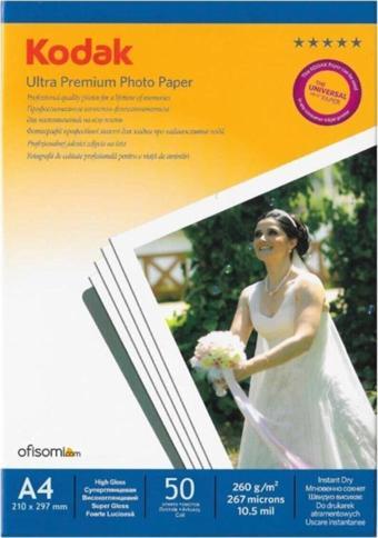 Kodak Ultra Premium Glossy,Parlak A4 260Gr/M² Fotoğraf Kağıdı 50 Yaprak