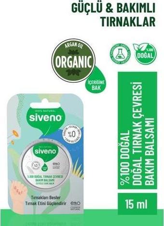 Siveno %100 Doğal Tırnak Çevresi Bakım Balsamı Organik Argan Yağlı Bitkisel Onarıcı Krem Vegan 15 ml