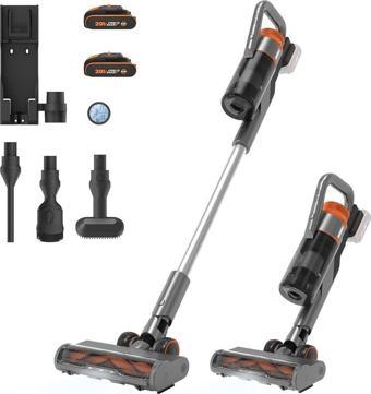 Worx Wx038 20Volt 2.0Ah. Li-İon 105Watt Çift Akülü Kömürsüz Siklonik Sistem Şarjlı Dikey Süpürge