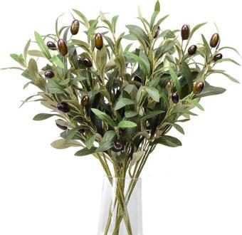 4lü Set Yapay Zeytin Dalı 45cm 4 Meyveli Yapay Çiçek