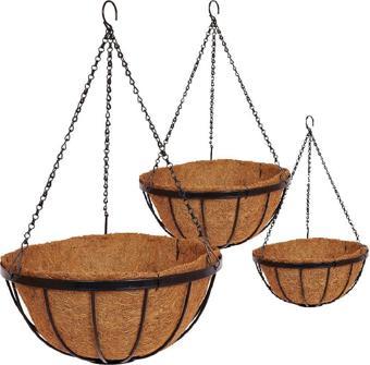 Netten Evime Sarkaç Çiçek Sepeti 3lü Coco Elyaf Makreme Saksı 20-25-30cm