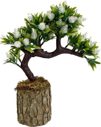 Netten Evime Bonsai Dekoratif Yapay Ağaç Beyaz Kozalaklı Sedir Ağacı Bonzai 30CM