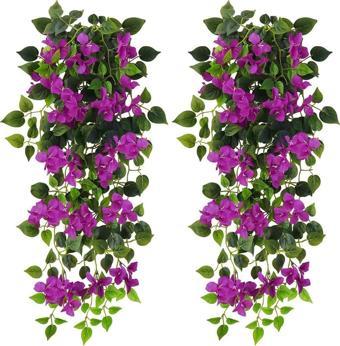 Yapay Çiçek Mor Begonvil Çiçeği 9 Dallı 100cm Sarkan Çiçek