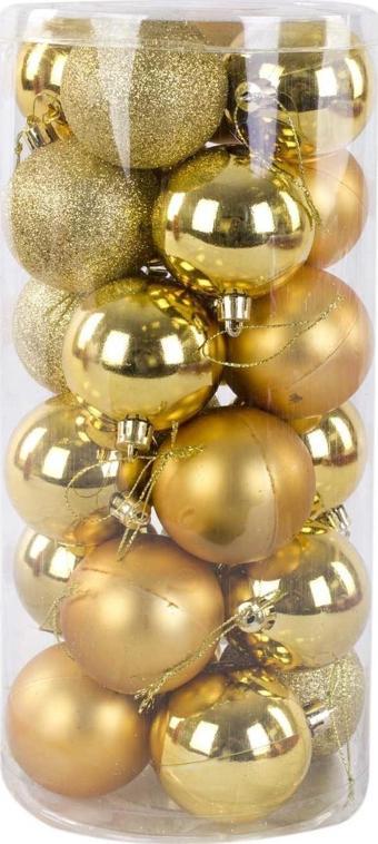 Asılabilir Yılbaşı Yeniyıl Ağacı Süsü 6cm Top DORE ALTIN 24 lü Christmas Tree Ornaments Yeni Yıl Süsleri