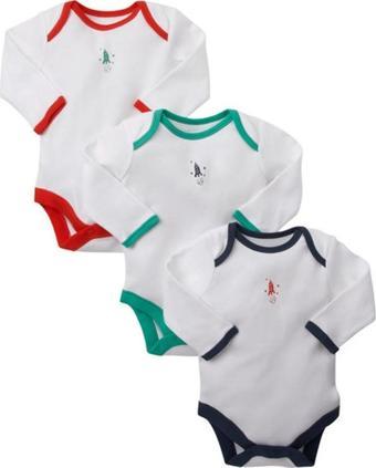 Mothercare Uzun Kollu Body 3 lü Bebek Body Roket 12-18 Ay