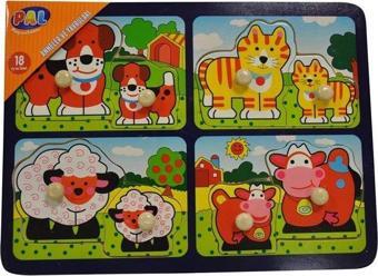 Pal Baby Eğitici Ahşap Oyuncak Yapboz - Anneler ve Yavruları Ahşap Yapboz Montessori Ahşap Yap boz Bebek Puzzle