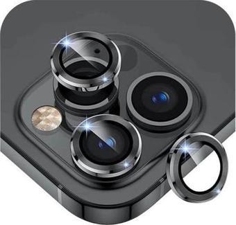 SHAZA Iphone 15 Pro / 15 Pro Max İle Uyumlu Darbeye Dayanıklı Mekanizmalı Safir Kamera Lens Koruyucu Siyah