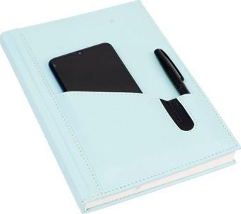 DERİ TELEFON KILIFLI KAPAK DEFTER AJANDA TARİHSİZ KARELİ 17X24 CM