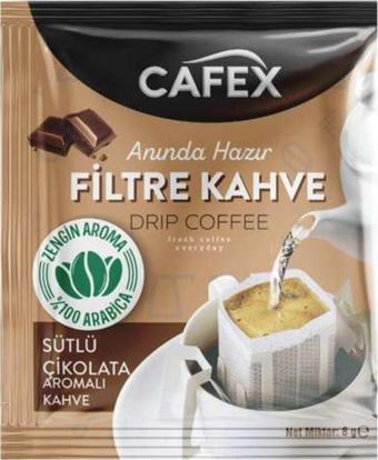 Cafex 10 Lu Paket Filtre Kahve Sütlü Çik.Aromalı 8 Gr