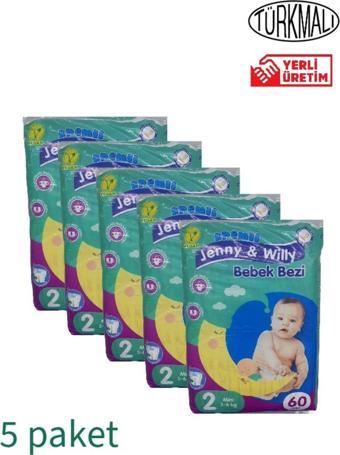 Jenny & Willy Bebek Bezi Mini (2 Numara ) 3 - 6 Kg 5'li Paket 300 Adet Jenny & Willy