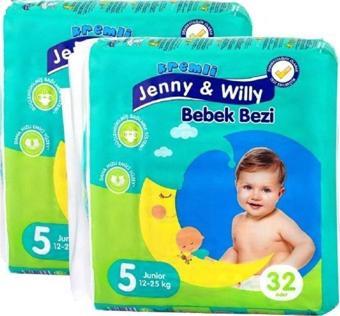 Jenny & Willy Bebek Bezi Vegan 5 Beden 12 - 25 Kg Avantaj Paket 64 Adet