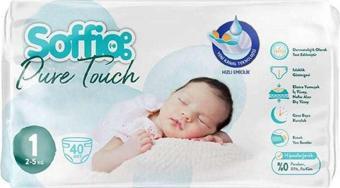 Soffio Pure Touch Bebek Bezi Islaklık Göstergeli No:1 Yenidoğan 40 Adet