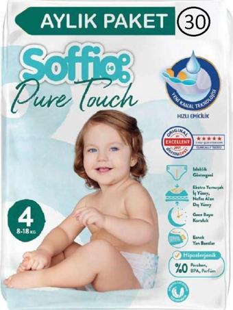 Soffio Pure Touch Bebek Bezi Islaklık Göstergeli No:4 30 Adet