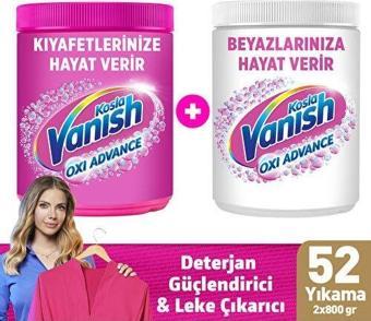 Vanish Multipower Leke Çıkartıcı  Deterjan Güçlendirici Toz 2 x 800 gr Renkliler  Beyazlar Için