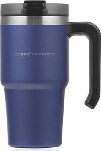 Tyeso Termos Maxus Mug Vaku Mlu Çift Duvarlı Isı Yalıtı Mlı Pipetli 600 Ml Mavi