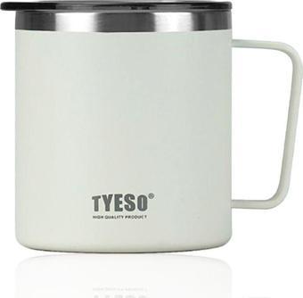 Tyeso Termos Silviya Mug Vaku Mlu Paslanmaz Çift Duvarlı Termal Kapaklı 400 Ml Beyaz