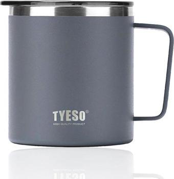 Tyeso Termos Silviya Mug Vaku Mlu Paslanmaz Çift Duvarlı Termal Kapaklı 400 Ml Gri