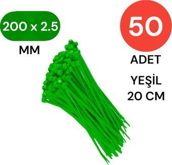 Tek-İş Plastik Kablo Bağı Klipsi Cırt Kelepçe 200 Mm X 2.5 Mm Yeşil 50 Adet