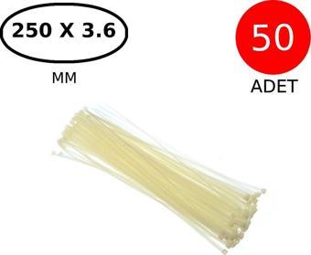 Tek-İş Plastik Kablo Bağı Klipsi Cırt Kelepçe 250 Mm X 3.6 Mm Beyaz 50 Adet