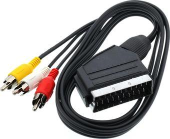 Tek-İş Scart 3 Rca Video Audio 3 Tos Uydu Dvd Kablo Lcd Tüplü Televizyon Uydu Bağlantı 1.2mt